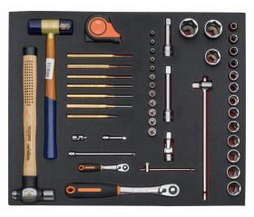 Juego de vasos y herramientas de golpeo en bandeja de foam 3/3 Fit&Go, 48 piezas | FF1A28