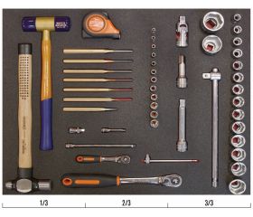 Juego de vasos y herramientas de golpeo en bandeja de foam 3/3 Fit&Go, 48 piezas | FF1A28