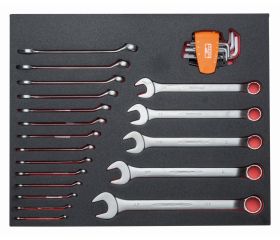 Juego de llaves combinadas acodadas en bandeja de foam 3/3 Fit&Go, 28 piezas | FF1A3003