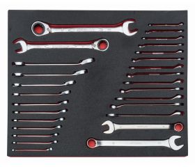 Juego de llaves combinadas acodadas y de carraca en bandeja de foam 3/3 Fit&Go, 28 piezas | FF1A3005