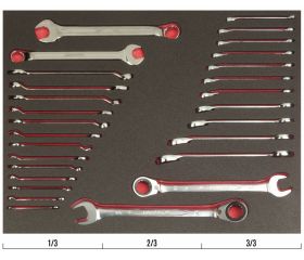 Juego de llaves combinadas acodadas y de carraca en bandeja de foam 3/3 Fit&Go, 28 piezas | FF1A3005