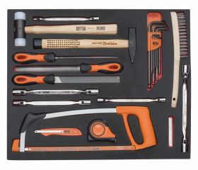 Juego de herramientas de golpeo y limas en bandeja de foam 3/3 Fit&Go, 24 piezas | FF1A35