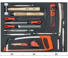 Juego de herramientas de golpeo y limas en bandeja de foam 3/3 Fit&Go, 24 piezas | FF1A35