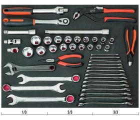 Juego de vasos y llaves en bandeja de foam 3/3 Fit&Go, 46 piezas | FF1A37