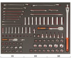 Juego de llaves combinadas y vasos de 1/4