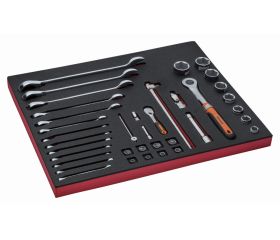 Juego de llaves/vasos en bandeja de foam 3/3 Fit&Go, 38 piezas | FF1A5004