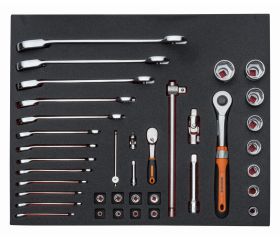 Juego de llaves/vasos en bandeja de foam 3/3 Fit&Go, 38 piezas | FF1A5004