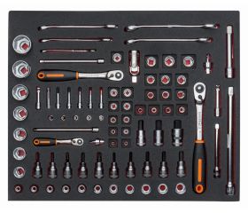 Juego de llaves combinadas y vasos en bandeja de foam 3/3 Fit&Go (83 piezas) | FF1A5005