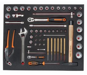 Juego de vasos y herramientas de golpeo en bandeja de foam 3/3 Fit&Go, 60 piezas | FF1A5007