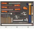 Composición de Llaves ajustables "inglesas" y herramientas de medición y golpeo en bandeja de foam 3/3 Fit&Go, 24 piezas | FF1A5008