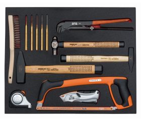 Composición de herramientas de medición y golpeo en bandeja de foam 3/3 Fit&Go (13 piezas) | FF1A5012