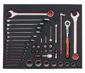 Juego de vasos y llaves combinadas en bandeja de foam 3/3 Fit&Go, 41 piezas | FF1A5013