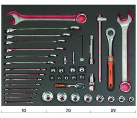 Juego de vasos y llaves combinadas en bandeja de foam 3/3 Fit&Go, 41 piezas | FF1A5013