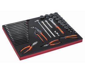 Juego de llaves, alicates y vasos en bandeja de foam 3/3 Fit&Go, 47 piezas | FF1A5019