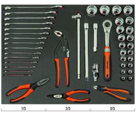 Juego de llaves, alicates y vasos en bandeja de foam 3/3 Fit&Go, 47 piezas | FF1A5019