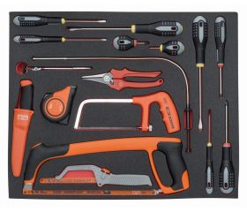 Juego de destornilladores y herramientas de corte en bandeja de foam 3/3 Fit&Go, 17 piezas | FF1A5021