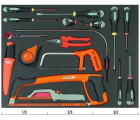 Juego de destornilladores y herramientas de corte en bandeja de foam 3/3 Fit&Go, 17 piezas | FF1A5021