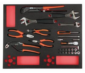 Juego de alicates, llaves y vasos en bandeja de foam 3/3 Fit&Go (26 piezas) | FF1A5022