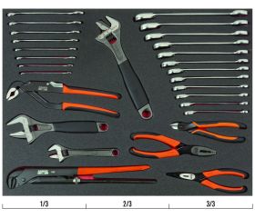 Juego de alicates y llaves en bandeja de foam 3/3 Fit&Go, 28 piezas | FF1A5024