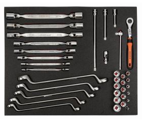 Juego de vasos y llaves en bandeja de foam 3/3 Fit&Go, 36 piezas | FF1A5027