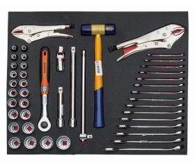 Juego de vasos, llaves y grips en bandeja de foam 3/3 Fit&Go, 45 piezas | FF1A5030