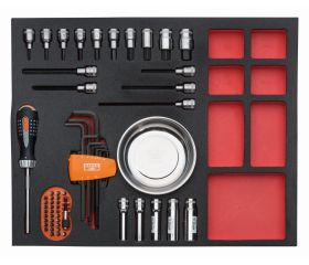 Juego de vasos y llaves en bandeja de foam 3/3 Fit&Go, 62 piezas | FF1A5031