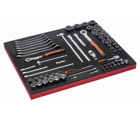 Juego de vasos y llaves en bandeja de foam 3/3 Fit&Go, 75 piezas | FF1A5032