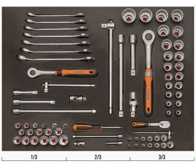 Juego de vasos y llaves en bandeja de foam 3/3 Fit&Go, 75 piezas | FF1A5032