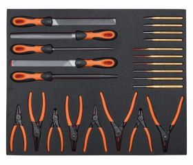 Juego de limas/alicates/botadores en bandeja de foam 3/3 Fit&Go, 23 piezas | FF1A51