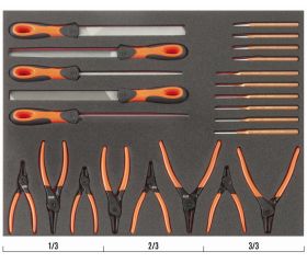 Juego de limas/alicates/botadores en bandeja de foam 3/3 Fit&Go, 23 piezas | FF1A51