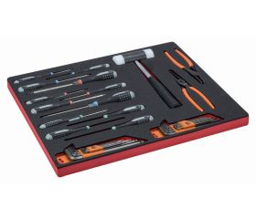 Juego de destornilladores y llaves acodadas en bandeja de foam 3/3 Fit&Go, 38 piezas | FF1A53