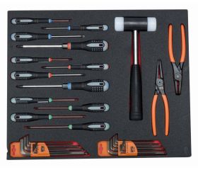 Juego de destornilladores y llaves acodadas en bandeja de foam 3/3 Fit&Go, 38 piezas | FF1A53