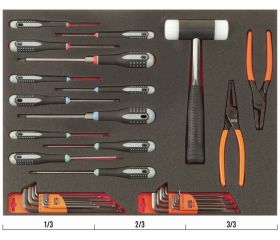 Juego de destornilladores y llaves acodadas en bandeja de foam 3/3 Fit&Go, 38 piezas | FF1A53