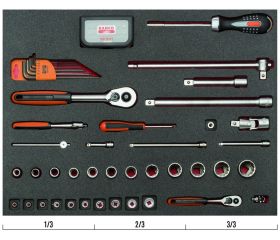 Juego de llaves y puntas en bandeja de foam 3/3 Fit&Go, 75 piezas | FF1A55