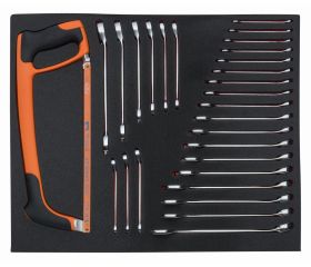 Juego de llaves/arco de sierra en bandeja de foam 3/3 Fit&Go, 28 piezas | FF1A65