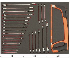 Juego de llaves/arco de sierra en bandeja de foam 3/3 Fit&Go, 28 piezas | FF1A65