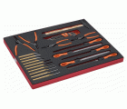 Juego de llaves hexagonales, alicates para arandelas, herramientas de golpeo y limas en bandeja de foam 3/3 Fit&Go (30&nbsp;piezas) | FF1A68