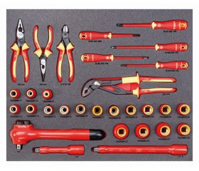 Juego de llaves de vaso, carraca y alicates aislados Fit&Go 3/3 Foam marcado con láser - 30 piezas | FF1AEV2