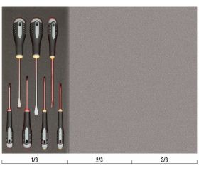 Juego de 5 destornilladores ranurados y 2 destornilladores Phillips en bandeja de foam 1/3 Fit&Go (7 piezas) | FF1E1002