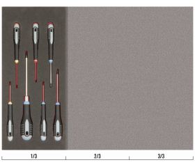 Juego de destornilladores ranurados, Phillips, Pozidriv y hexagonales en bandeja de foam 1/3 Fit&Go (7 piezas) | FF1E1005