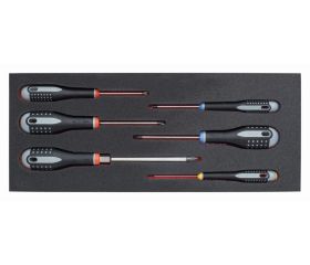 Juego de destornilladores ranurados, Phillips y Pozidriv en bandeja de foam 1/3 Fit&Go (6 piezas) | FF1E1006