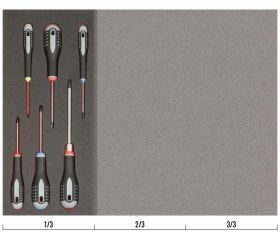 Juego de destornilladores ranurados, Phillips y Pozidriv en bandeja de foam 1/3 Fit&Go (6 piezas) | FF1E1006