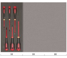 Juego de destornilladores ranurados y Phillips aislados de 39 × 181 × 445 mm en bandeja de foam 1/3 Fit&Go (6 piezas) | FF1E1010