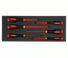 Juego de destornilladores ranurados y Phillips aislados en bandeja de foam 1/3 Fit&Go de 45&nbsp;×&nbsp;181&nbsp;×&nbsp;445&nbsp;mm (6 piezas) | FF1E1011