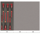 Juego de destornilladores ranurados y Phillips aislados en bandeja de foam 1/3 Fit&Go de 45&nbsp;×&nbsp;181&nbsp;×&nbsp;445&nbsp;mm (6 piezas) | FF1E1011
