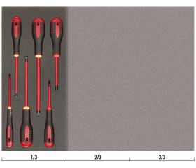 Juego de destornilladores ranurados y Phillips aislados en bandeja de foam 1/3 Fit&Go de 45 × 181 × 445 mm (6 piezas) | FF1E1011