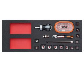 Juego de carraca de cabeza tipo pera y vasos de 1/4