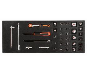 Juego de carraca de cabeza redonda y vasos de 1/4