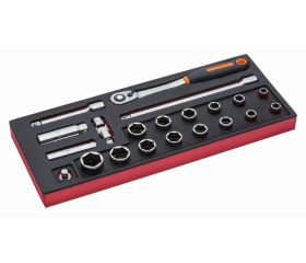 Juego de carraca de cabeza redonda y vasos de 1/2