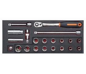 Juego de carraca de cabeza redonda y vasos de 1/2